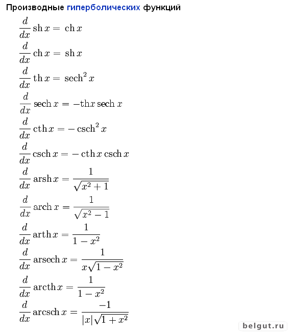 Ch x 0. Производные гиперболических функций формулы. Производная гиперболического синуса. Таблица производных гиперболических функций. Гиперболические функции формулы производных.