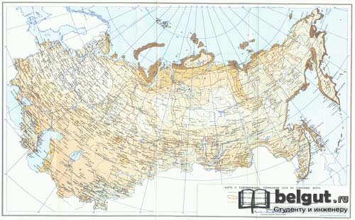 Карта районирования территории СССР по давлению ветра